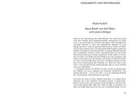 Rosie Rudich Neue Briefe Von Karl Marx Und Laura Lafargue