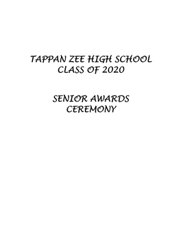 Tappan Zee High School Class of 2020 Senior Awards Ceremony