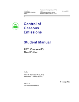 Control of Gaseous Emissions Student Manual