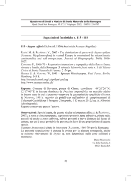 Segnalazioni Faunistiche N. 115 - 118