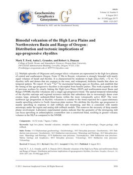 Bimodal Volcanism of the High Lava Plains and Northwestern Basin and Range of Oregon: Distribution and Tectonic Implications of Age-Progressive Rhyolites