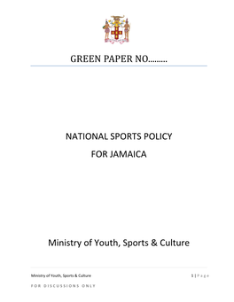 Green Paper No...National Sports Policy for Jamaica