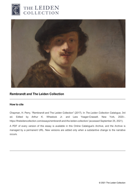 Rembrandt and the Leiden Collection