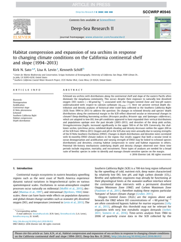 Habitat Compression and Expansion of Sea Urchins in Response to Changing Climate Conditions on the California Continental Shelf and Slope (1994–2013)