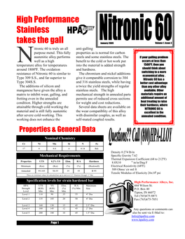 Nitronic 60 Is Similar to the Chromium and Nickel Additions Switching to a More Economical Alloy