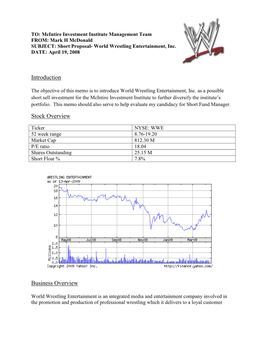 Introduction Stock Overview Business Overview