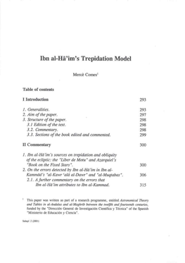 Ibn A1-Ha'im's Trepidation Mode1