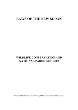 Wildlife Conservation and National Parks Act, 2003
