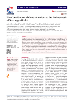 The Contribution of Gene Mutations to the Pathogenesis of Tetralogy of Fallot