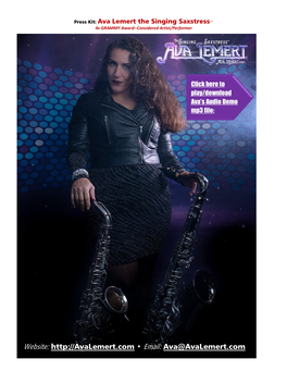 Press Kit: Ava Lemert the Singing Saxstress™ 4X GRAMMY Award®-Considered Artist/Performer