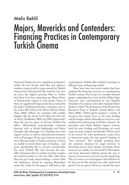 Financing Practices in Contemporary Turkish Cinema