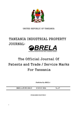TANZANIA INDUSTRIAL PROPERTY JOURNAL: the Official
