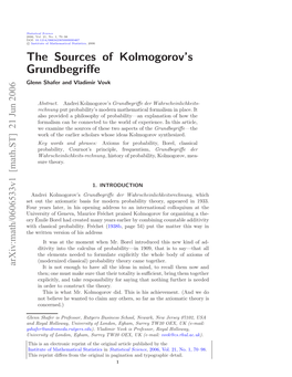 The Sources of Kolmogorov's Grundbegriffe