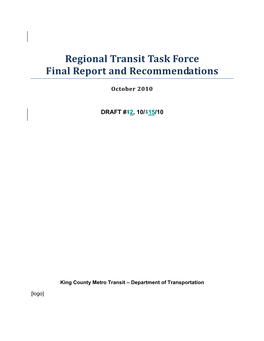 Regional Transit Task Force Final Report and Recommendations