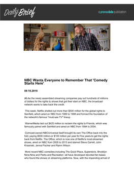 NBC Wants Everyone to Remember That 'Comedy Starts Here'