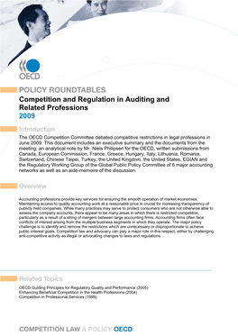 Competition and Regulation in Auditing and Related Professions 2009