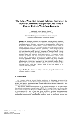 The Role of Non-Civil Servant Religious Instructors to Improve Community Religiosity: Case Study in Cianjur District, West Java, Indonesia