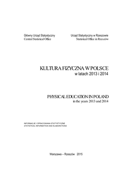 Kultura Fizyczna W Polsce W Latach 2013-2014