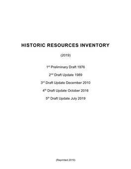 Historic Resources Inventory