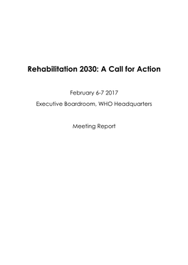 Rehabilitation 2030: a Call for Action