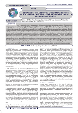 K. Sivakumar Original Research Paper Botany