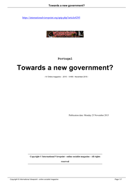 Towards a New Government?