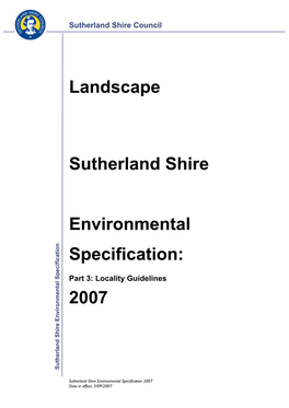 Landscape Sutherland Shire Environmental Specification: 2007