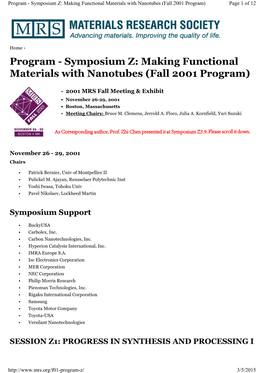 Symposium Z3.9, 2001 MRS Fall Meeting