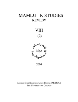 Mamluk Studies Review Vol. VIII, No. 2 (2004)