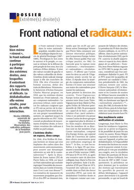 Le Front National Et Les Radicaux : Une Interaction Dynamique