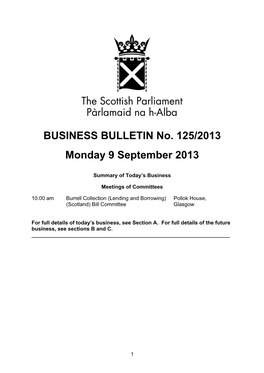 BUSINESS BULLETIN No. 125/2013 Monday 9 September 2013