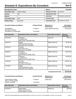 Expenditures by Consultant Sch-G