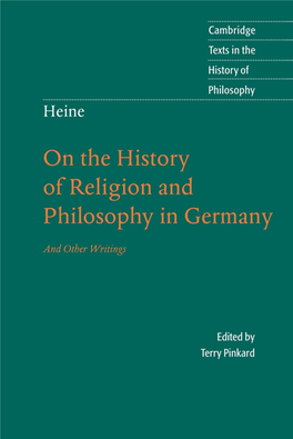 On the History of Religion and Philosophy in Germany & Other Writings