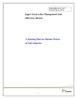 A Stocking Plan for the Ontario Waters of Lake Superior