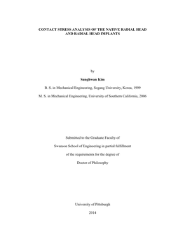 Contact Stress Analysis of the Native Radial Head and Radial Head Implants