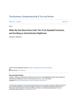 When the Hot Stove Goes Cold: the TCJA, Baseball Contracts, and Avoiding an Administrative Nightmare