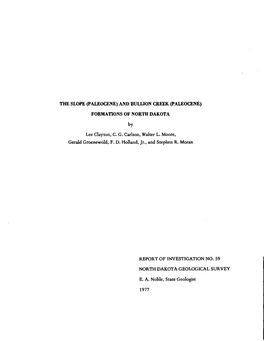 THE SLOPE (Paleocene) and BULLION CREEK (PALEOCENE) FORMATIONS of NORTH DAKOTA