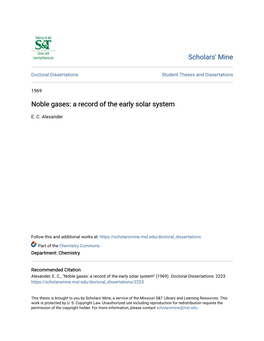 Noble Gases: a Record of the Early Solar System