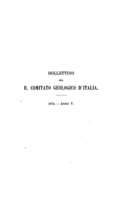 Bollettino Del R. Comitato Geologico D'itlaia