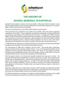 The History of School Baseball in Australia