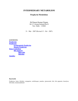 Intermediary Metabolism