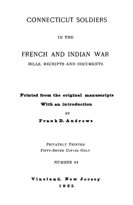 Connecticut Soldiers French and Indian