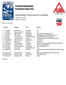 Pro Mazda Championship Presented by Cooper Tires Allied Building