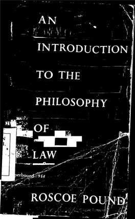 An Introduction to the Philosophy Law Roscoe