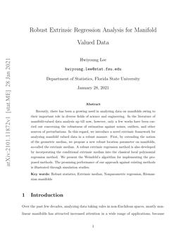 Robust Extrinsic Regression Analysis for Manifold Valued Data