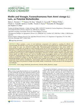 Khellin and Visnagin, Furanochromones from Ammi Visnaga (L.) Lam., As Potential Bioherbicides † ⊥ ⊥ † ‡ Maria L