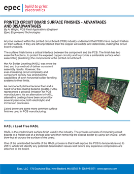 Printed Circuit Board Surface Finishes – Advantages and Disadvantages