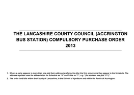 Accrington Bus Station LCC CPO Schedule V0.4