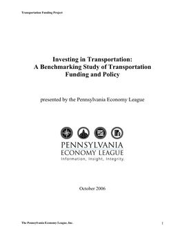 A Benchmarking Study of Transportation Funding and Policy