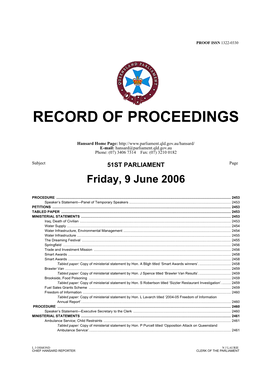 Record of Proceedings